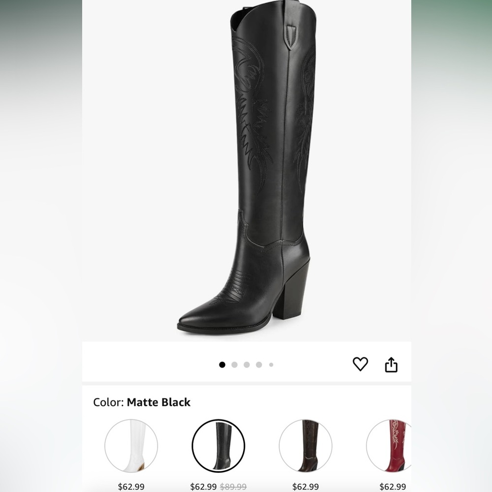 Women’s Knee High Black Cowboy Boots - sz. 9